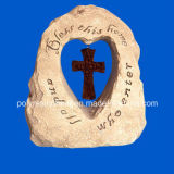 Polyresin Garden Stone with Cross and Bless