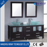 Classic Solid Wood Glass Basin Floor Mounted Bathroom Vanity Cabinet