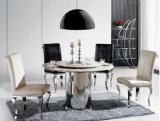 Round Dining Table with Leather Chairs