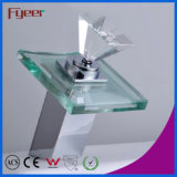 Fyeer Diamond Handle Glass Spout Bathroom Waterfall Basin Faucet