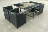 Four Pieces of Rattan Square Glass Table and Chair