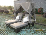 Sunbrella Cushion, Outdoor Rattan Chaise Lounge, Double Wicker Sunlounger,