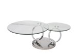 Round Folding Coffee Table with Tempered Glass Top