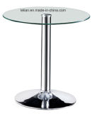 Glass Coffee Table with Round Chrome Base (LL-BC078)