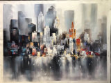 City Scenery Modern Oil Painting Canvas Art for Hotel Decor