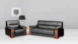 High Quality Classic Office Furniture Black Genuine Leather Sofa