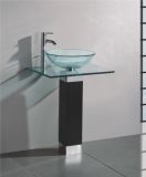Solid Wood Bracket Glass Wash Basin (7054)