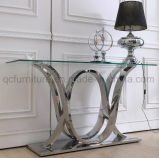 Mirror Silver Frame Glass Console Table