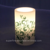 Twinkling Printing Flameless Weeding Plastic LED Candle for Decoration