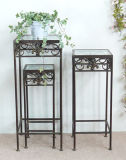 Antique Grey Wrought Iron Flower Pots Stand