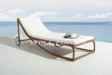 All-Weather Wicker Chaise Lounge / Unadjustable Single Rattan Sun Lounger