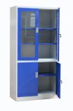 Popular Blue Color up Glass Down Metal Swing Door Office Use Storage Filing Cabinet
