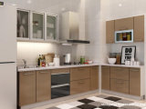 Oppein Modern Light Wood Grain L Shaped Kitchen Furniture