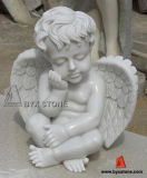 White Marble Stone Little Angel Sculpture for Decoration