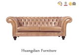 Wing Back 3 Seater Leather Chesterfield Sofa (HD157)