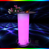 Multifunction LED Plastic Round Cocktail Table with Glass Top