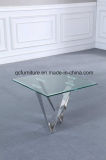 Stainless Steel and Tempered Glass Side Table