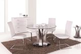 Round Tempered Clear Glass Top Round Dining Home Furniture Dining Table