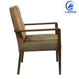 Factory Production Comfort Metal Imitated Wooden Upholstered Chair