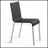 Black Stackable Plastic Dining Chair with Aluminum Legs (sp-uc166)