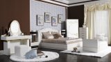 White Genuine Leather Bedroom Furniture (B003)