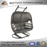 Well Furnir Weaved Back and Cut-out Side Handles Wicker Swing Chair with Cushions T-036