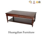 Wooden Carving Living Room Center Accent Table with Drawers (HD107)