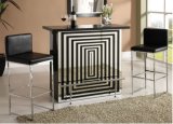 Modern Black White Frosted Glass Top Steel Bar Pub Table Unit