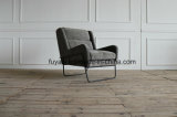 High End Grey Color Velvet and Black Color Powder Coating Stainless Steel Base Leisure Chair