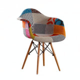 Multicolor Upholstered Dining Side Chair with Wood Legs MID Century Modern Chair