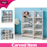 White DIY Pieced Plastic Stacking Storage Shelf with Carved Pattern