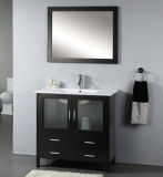 Free Standing Solid Oak Wood Bathroom Vanity with Glass Doors