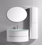 Semi-Circle Painting PVC Bathroom Vanity with Cruved Side Cabinet