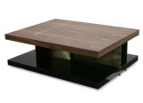 Modern Lobby Iron Legs Dining Table Cum Wood Coffee Table