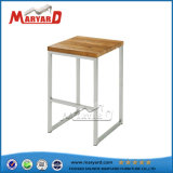 Wood Top Stainless Steel Frame Armless Kitchen High Bar Chair