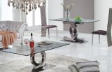 Luxury Glass Top Dining Table with Stainless Steel Frame