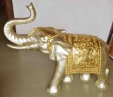 Sandstone Polyresin Carving Golden Elephant Sculpture for Home or Garden Decoration