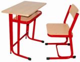 Popular Red Metal Frame Single School Desk and Chair with Wood Top
