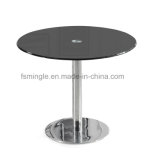 Modern Cafe Shop Wooden Coffee Table with Stainless Legs