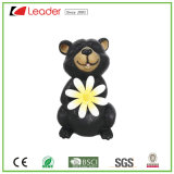 Top Sales Resin Black Bear with Metal Flower Garden Statue Ornmant for Garden Decoration