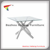 New Design Glass Dining Table with Chrome Legs (DT003)