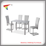 Living Room Furniture White Rectangle Glass Dining Set (DT006)