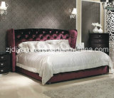 Post-Modern Style Leather Fabric Crystal Button Double Bed (LS-410)