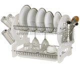 2 Layers Metal Wire Kitchen Dish Rack Plastic Board No. Dr16-8bp