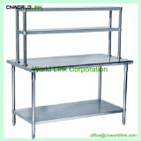 Hot Sale Stainless Steel Kitchen Tables with up Shelf