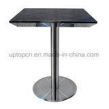 Modern Black Square Wood Cafe Restaurant Table with Stainless Steel Leg (SP-RT194)