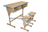 School Furniture School Sets Students Kids Double School Desk and Attached Chairs