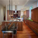 Simple Style Wood Grain Finish PVC Kitchen Cabinet Design