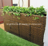 Rectangle Rattan Patio Outdoor Garden Flower Pot with Shoe Cabinet