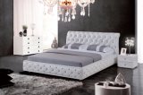 Classic Elegant White Genuine Leather Bed